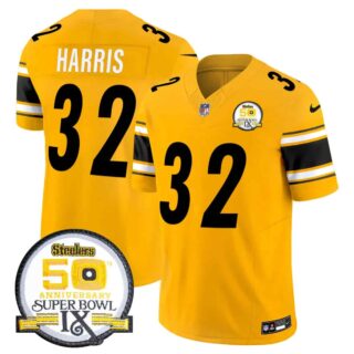 Men's Pittsburgh Steelers 50th Anniversary Of Super Bowl IX Patch Vapor Limited Jersey All Stitched Franco Harris #32