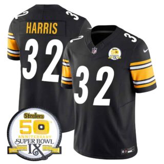 Men's Pittsburgh Steelers 50th Anniversary Of Super Bowl IX Patch Vapor Limited Jersey All Stitched Franco Harris #32