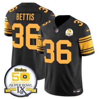 Men's Pittsburgh Steelers 50th Anniversary Of Super Bowl IX Patch Vapor Limited Jersey All Stitched Jerome Bettis 36