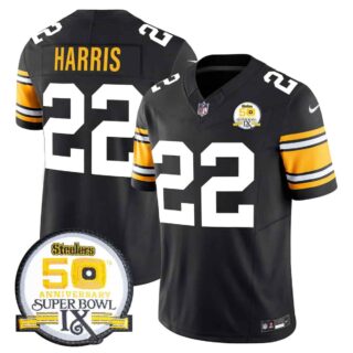 Men's Pittsburgh Steelers 50th Anniversary Of Super Bowl IX Patch Vapor Limited Jersey All Stitched Najee Harris