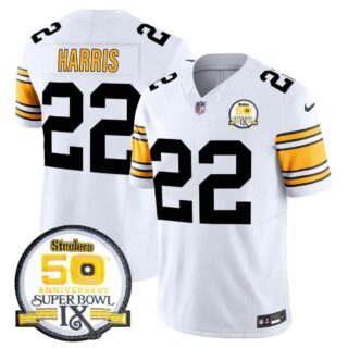 Men's Pittsburgh Steelers 50th Anniversary Of Super Bowl IX Patch Vapor Limited Jersey All Stitched Najee Harris22