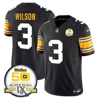 Men's Pittsburgh Steelers 50th Anniversary Of Super Bowl IX Patch Vapor Limited Jersey All Stitched Russell Wilson