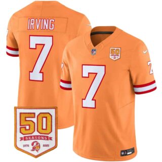 Men's Tampa Bay Buccaneers Throwback 50th Season Patch Vapor Limited Jersey All Stitched Bucky Irving #7