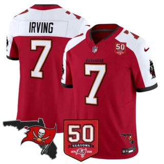 Men's Tampa Bay Buccaneers Throwback 50th Season Patch Vapor Limited Jersey All Stitched Bucky Irving7