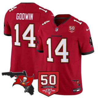 Men's Tampa Bay Buccaneers Throwback 50th Season Patch Vapor Limited Jersey All Stitched Chris Godwin 14