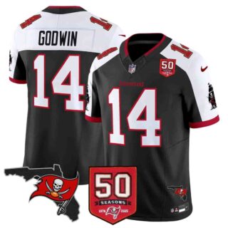 Men's Tampa Bay Buccaneers Throwback 50th Season Patch Vapor Limited Jersey All Stitched Chris Godwin