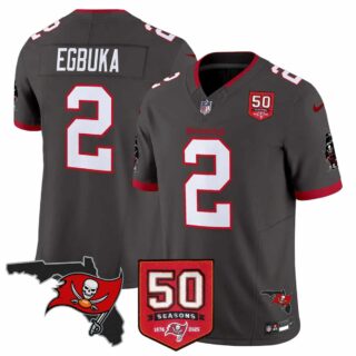 Men's Tampa Bay Buccaneers Throwback 50th Season Patch Vapor Limited Jersey All Stitched Emeka Egbuka -2