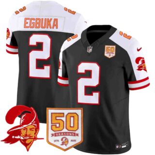 Men's Tampa Bay Buccaneers Throwback 50th Season Patch Vapor Limited Jersey All Stitched Emeka Egbuka #2