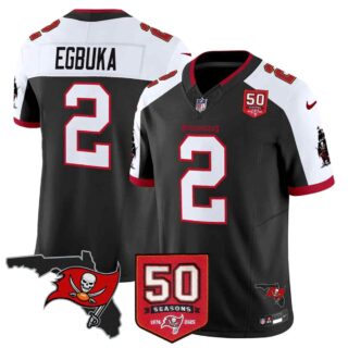 Men's Tampa Bay Buccaneers Throwback 50th Season Patch Vapor Limited Jersey All Stitched Emeka Egbuka