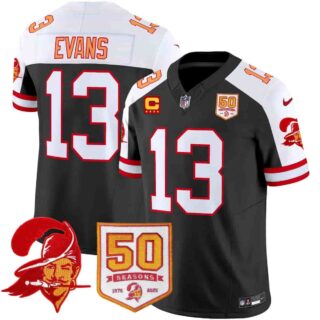 Men's Tampa Bay Buccaneers Throwback 50th Season Patch Vapor Limited Jersey All Stitched Mike Evans 13