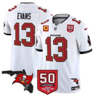 Men's Tampa Bay Buccaneers Throwback 50th Season Patch Vapor Limited Jersey All Stitched Mike Evans 13