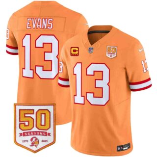 Men's Tampa Bay Buccaneers Throwback 50th Season Patch Vapor Limited Jersey All Stitched Mike Evans #13