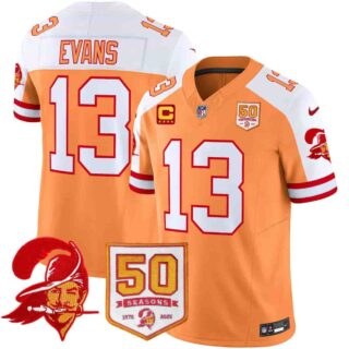 Men's Tampa Bay Buccaneers Throwback 50th Season Patch Vapor Limited Jersey All Stitched Mike Evans #13