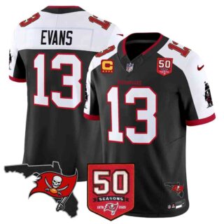 Men's Tampa Bay Buccaneers Throwback 50th Season Patch Vapor Limited Jersey All Stitched Mike Evans
