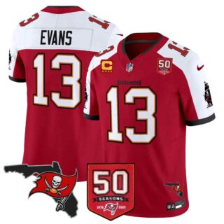 Men's Tampa Bay Buccaneers Throwback 50th Season Patch Vapor Limited Jersey All Stitched Mike Evans13
