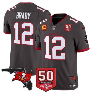 Men's Tampa Bay Buccaneers Throwback 50th Season Patch Vapor Limited Jersey All Stitched Tom Brady-12