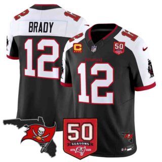 Men's Tampa Bay Buccaneers Throwback 50th Season Patch Vapor Limited Jersey All Stitched Tom Brady