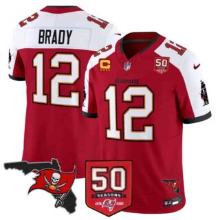 Men's Tampa Bay Buccaneers Throwback 50th Season Patch Vapor Limited Jersey All Stitched Tom Brady12