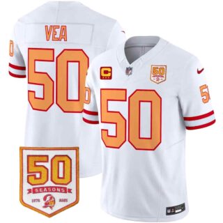 Men's Tampa Bay Buccaneers Throwback 50th Season Patch Vapor Limited Jersey All Stitched Vita Vea #50