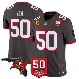 Men's Tampa Bay Buccaneers Throwback 50th Season Patch Vapor Limited Jersey All Stitched Vita Vea-50