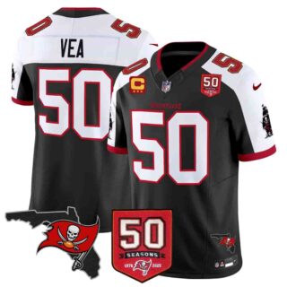 Men's Tampa Bay Buccaneers Throwback 50th Season Patch Vapor Limited Jersey All Stitched Vita Vea