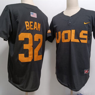 Tennessee Volunteers #32 Drew BeamNike Black two-Button Pullover Baseball Jersey