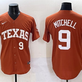 Men's Texas Longhorns #9 Joley Mitchell Orange 2025 Softball National Champions & SEC Patch Stitched Jersey