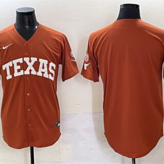 Men's Texas Longhorns Blank Orange 2025 World Series & SEC Patch Stitched Jersey