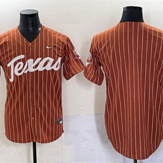 Men's Texas Longhorns Blank Orange Pinstripe 2025 Softball National Champions & SEC Patch Stitched Jersey