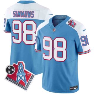 Men's Tennessee Titans 1997 Throwback Vapor Limited Jersey All Stitched Jeffery Simmons 98