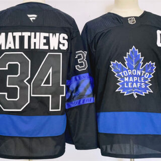 Men's Toronto Maple Leafs #34 Auston Matthews Black 2024-25 Stitched Jersey