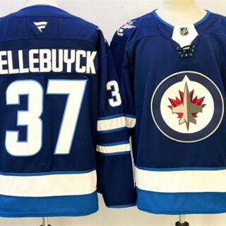 Men's Winnipeg Jets #37 Connor Hellebuyck Connor Hellebuyck Navy 2024-25 Home Stitched Hockey Jersey