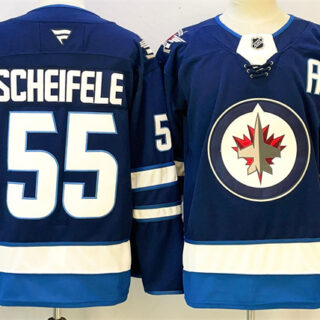 Men's Winnipeg Jets #55 Mark Scheifele Navy 2024-25 With A Patch Home Stitched Hockey Jersey