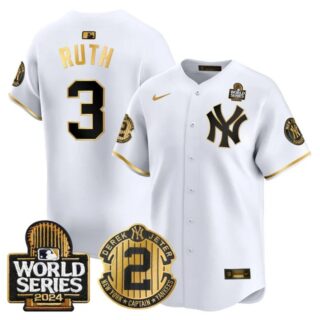 Men's Yankees Derek Jeter Patch 2024 World Series Vapor Premier Limited Jersey All Stitched