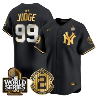 Men's Yankees Derek Jeter Patch 2024 World Series Vapor Premier Limited Jersey All Stitched Aaron Judge