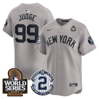 Men's Yankees Derek Jeter Patch 2024 World Series Vapor Premier Limited Jersey All Stitched Aaron Judge #99