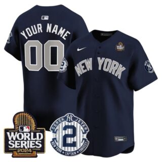 Custom Men's Yankees Derek Jeter Patch 2024 World Series Vapor Premier Limited Jersey All Stitched Alternate