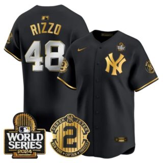 Men's Yankees Derek Jeter Patch 2024 World Series Vapor Premier Limited Jersey All Stitched Anthony Rizzo