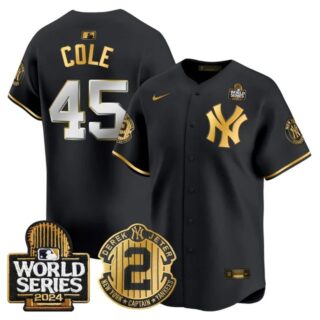 Men's Yankees Derek Jeter Patch 2024 World Series Vapor Premier Limited Jersey All Stitched Gerrit Cole