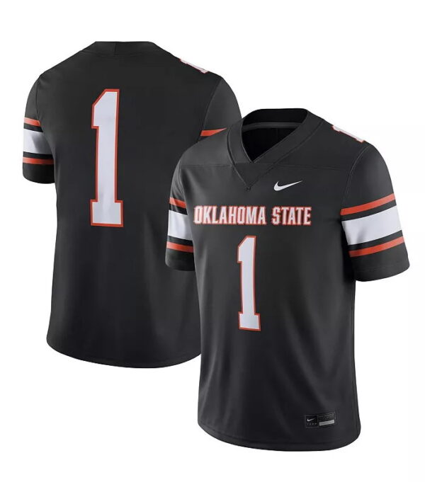 Men's #1 Black Oklahoma State Cowboys Game Jersey