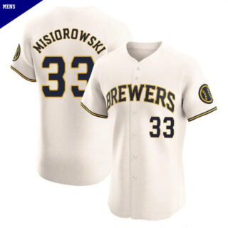 Men's #33 Jacob Misiorowski Milwaukee Brewers Cream Elite Home Jersey