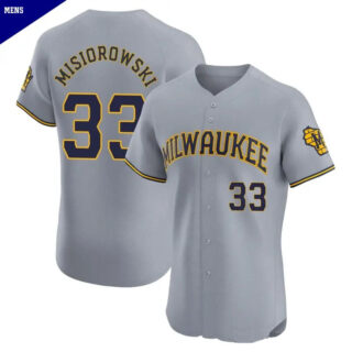 Men's #33 Jacob Misiorowski Milwaukee Brewers Gray Elite Road Jersey
