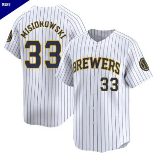 Men's #33 Jacob Misiorowski Milwaukee Brewers White Limited Alternate Jersey