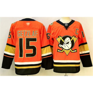 Men's Anaheim Ducks #15 Ryan Getzlaf Orange Black 2024-25 With C Stitched Jersey