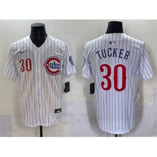 Men's Chicago Cubs #30 Kyle Tucker White Pinstripe 2nd Alternate Limited Stitched Baseball Jersey