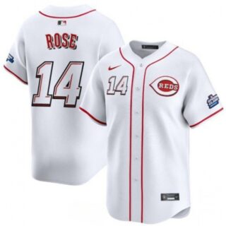 Men's Cincinnati Reds #14 Pete Rose White 2025 Speedway Classic Home Limited Stitched Baseball Jersey