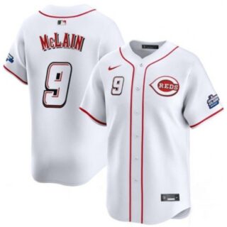 Men's Cincinnati Reds #9 Matt McLain White 2025 Speedway Classic Home Limited Stitched Baseball Jersey