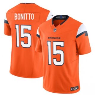 Men's Denver Broncos #15 Nik Bonitto Orange 2025 Draft F.U.S.E. Vapor Limited Football Stitched Jersey