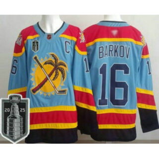 Men's Florida Panthers #16 Aleksander Barkov Blue 2025 Stanley Cup Final Authentic Jersey