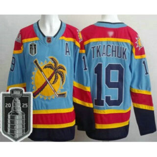 Men's Florida Panthers #19 Matthew Tkachuk Blue 2025 Stanley Cup Final Authentic Jersey